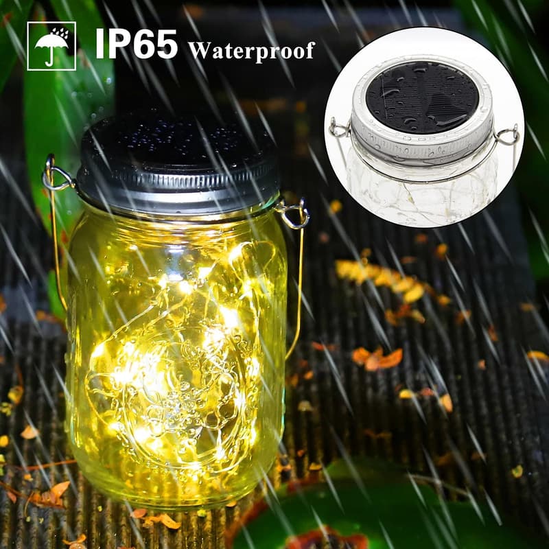 Solarlampen für Außen - 6er Set LED Einmachglas, wasserdicht, hängend