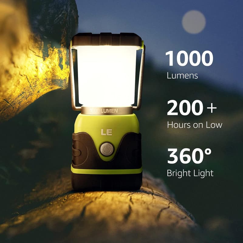 LED Campinglampe 1000 Lumen, dimmbar, tragbar für Notfälle