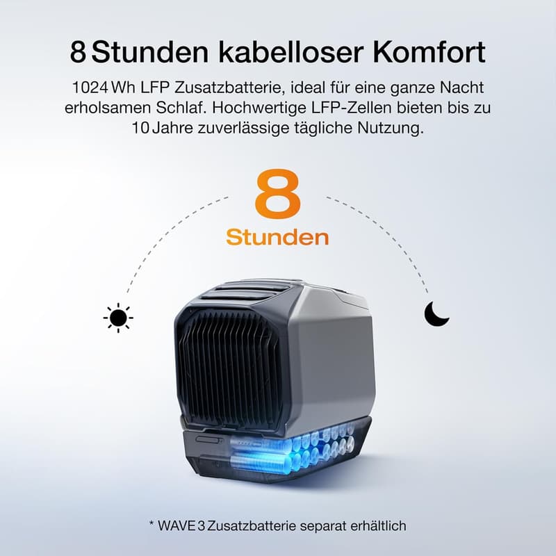 Tragbare ECOFLOW WAVE 3 Klimaanlage, 8 Std. kabellos, App-Steuerung
