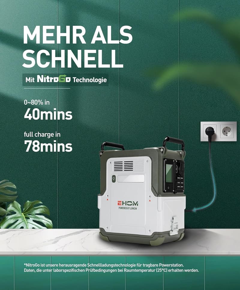 EHOM 512Wh Tragbare Power Station für Camping und Outdoor