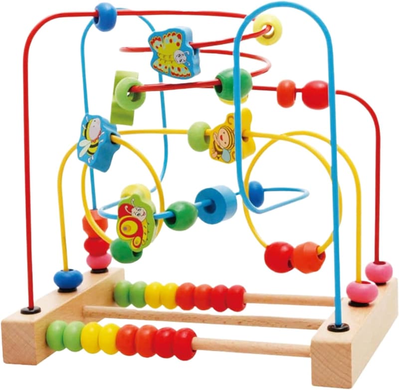 Holzperlenlabyrinth mit bunten Tieren für Kleinkinder