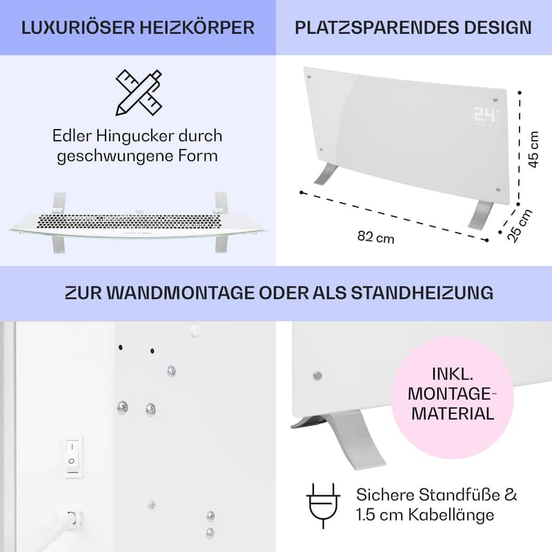 Klarstein 2000W Konvektor-Heizung, mobil & energiesparend, leise, Thermostat