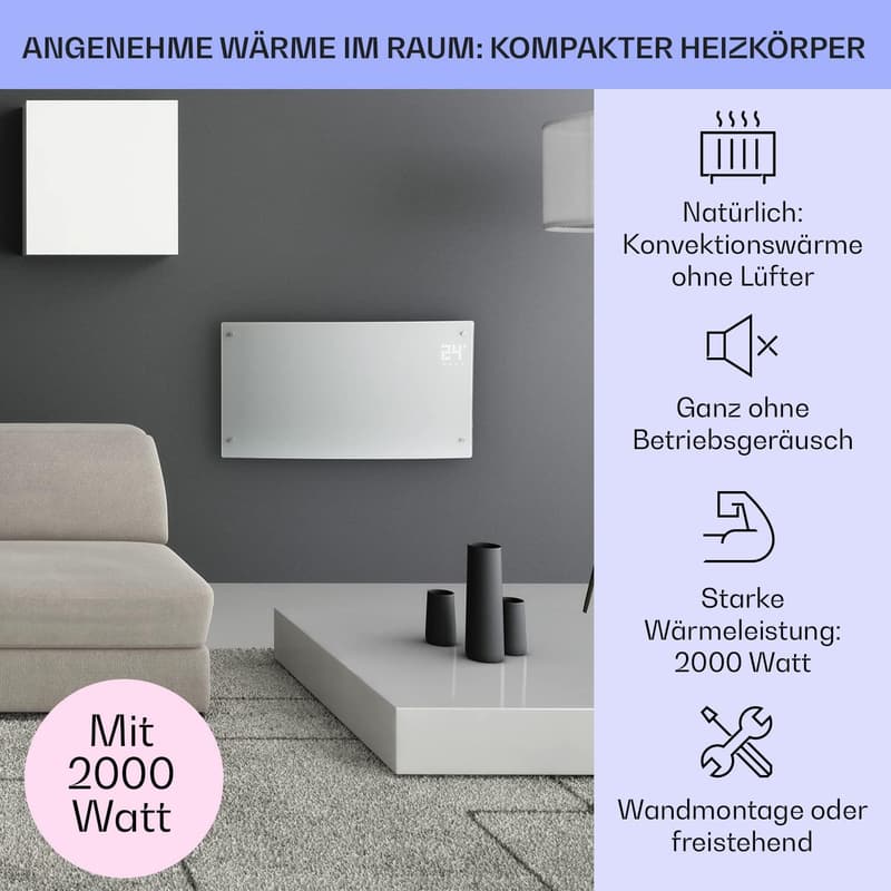 Klarstein 2000W Konvektor-Heizung, mobil & energiesparend, leise, Thermostat