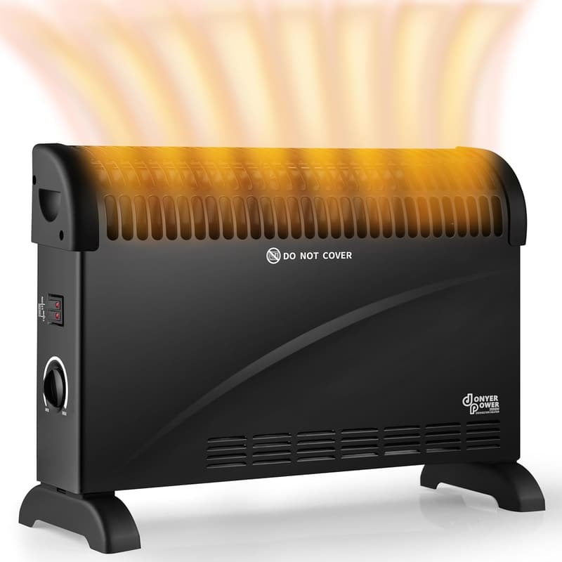 DONYER POWER Konvektorheizkörper 2000W mit Thermostat, Schwarz