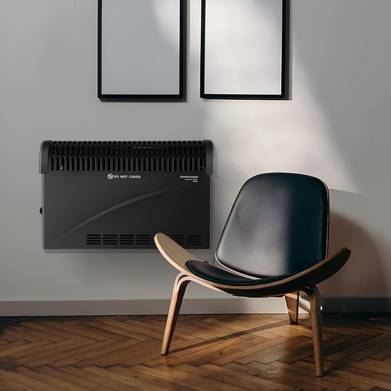 DONYER POWER Konvektorheizkörper 2000W mit Thermostat, Schwarz