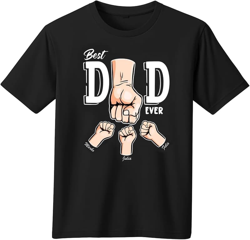 Personalisiertes T-Shirt für den besten Papa – 100% Baumwolle, bis zu 7 Kinder