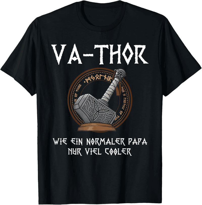 Vatertagsgeschenk: Schwarzes Halbarm T-Shirt für Väter, Größe S