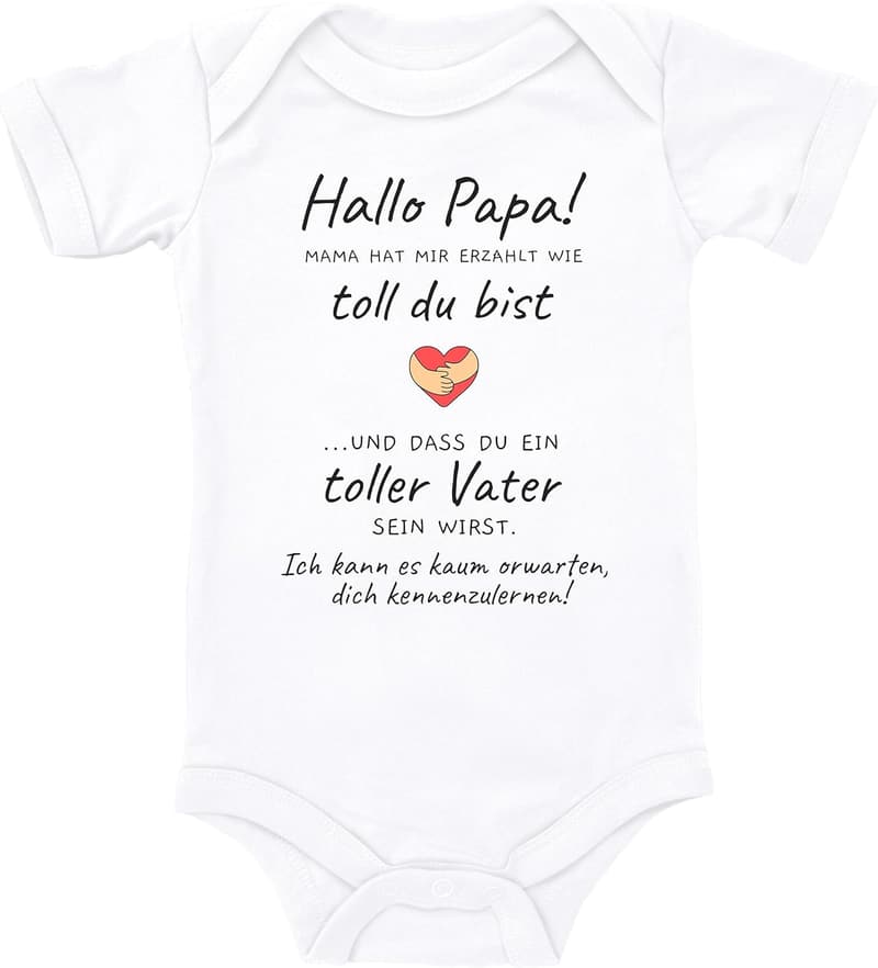 Blauer-Storch Baby Body für die Schwangerschaftsankündigung, Bio Baumwolle