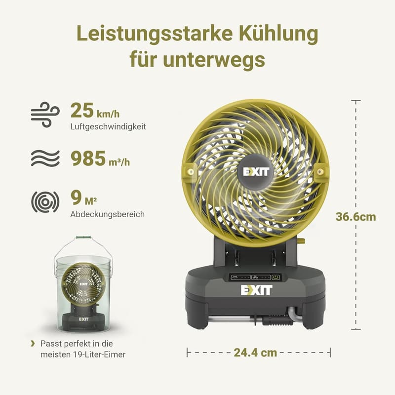 Tragbarer Nebelventilator EX022 mit 3 Geschwindigkeiten, ideal für Camping und Strand