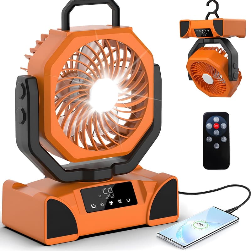 Tragbarer Campingventilator 20000mAh mit LED, Touchscreen & Fernbedienung