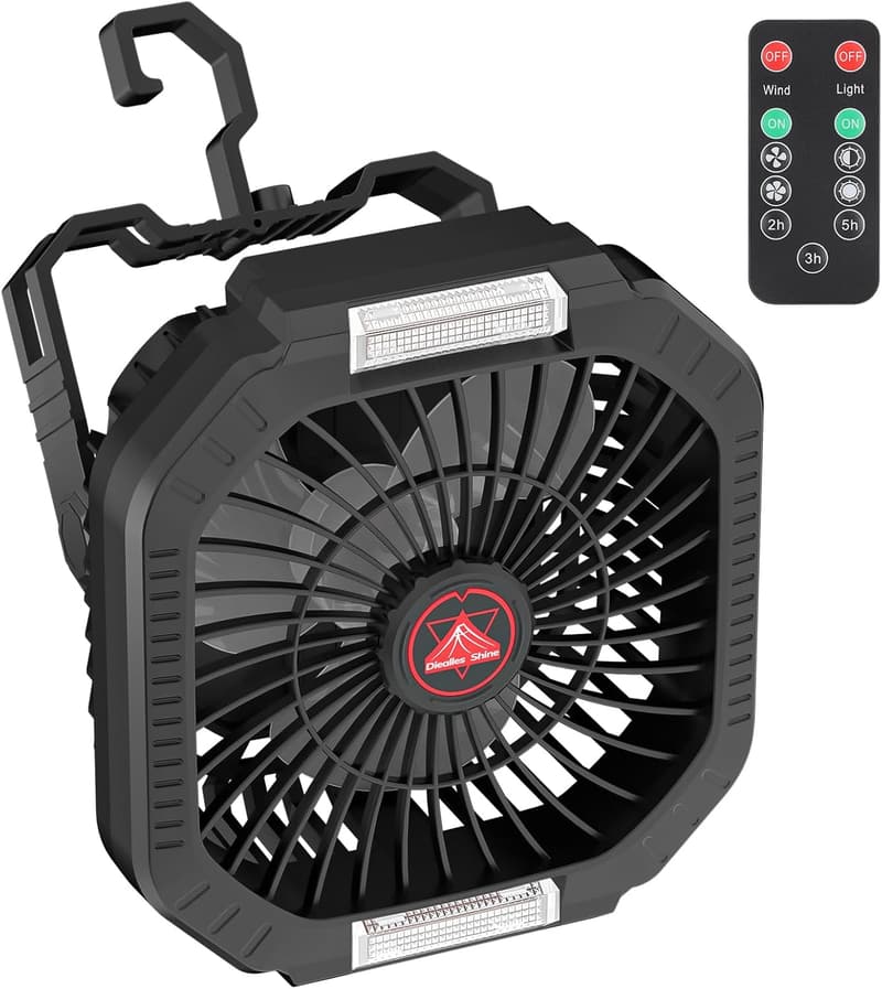 Akku Campingventilator 3-in-1 mit LED Licht und 10400mAh