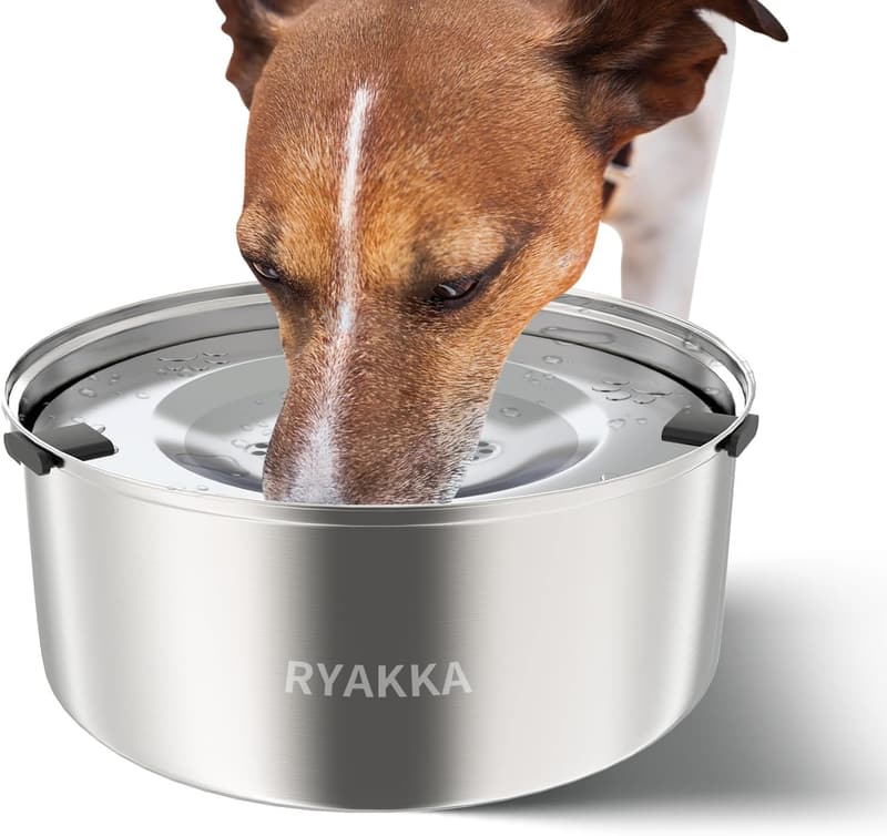 Edelstahl-Wassernapf für Hunde 3L - rutschfest & anti-Schlabber