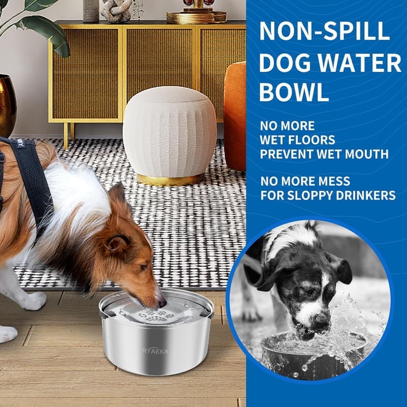Edelstahl-Wassernapf für Hunde 3L - rutschfest & anti-Schlabber