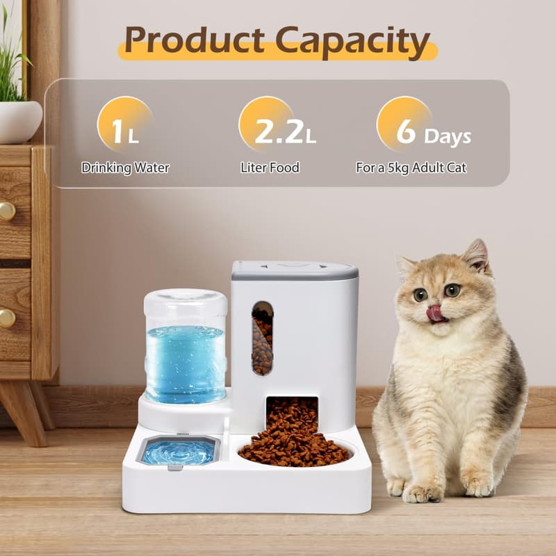 Automatischer 2-in-1 Futter- und Wasserspender für Katzen und Hunde, 2,2 L