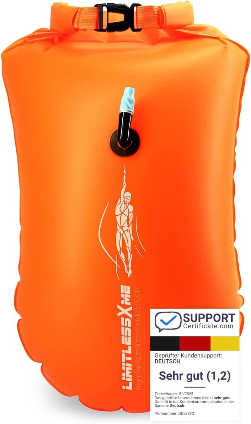 LimitlessXme Schwimmboje & Trockensack – 28l orange für Sicherheit beim Schwimmen