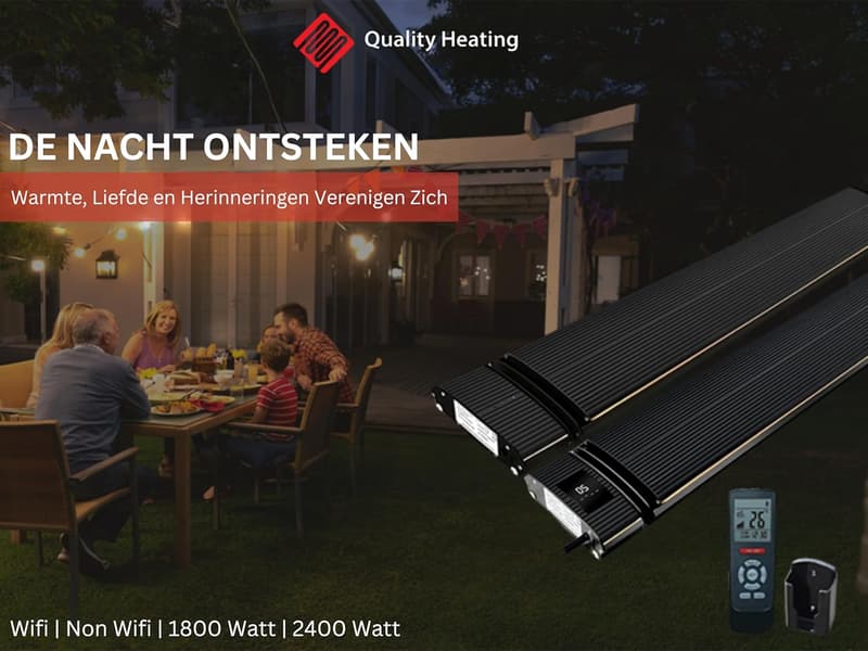 Einstellbarer Infrarot-Terrassenheizer 1800-2400 Watt, schwarz