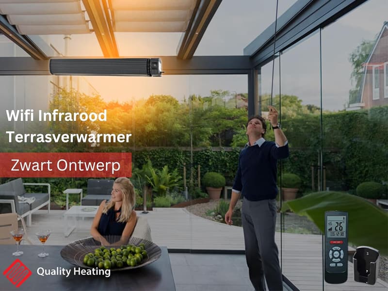 Einstellbarer Infrarot-Terrassenheizer 1800-2400 Watt, schwarz