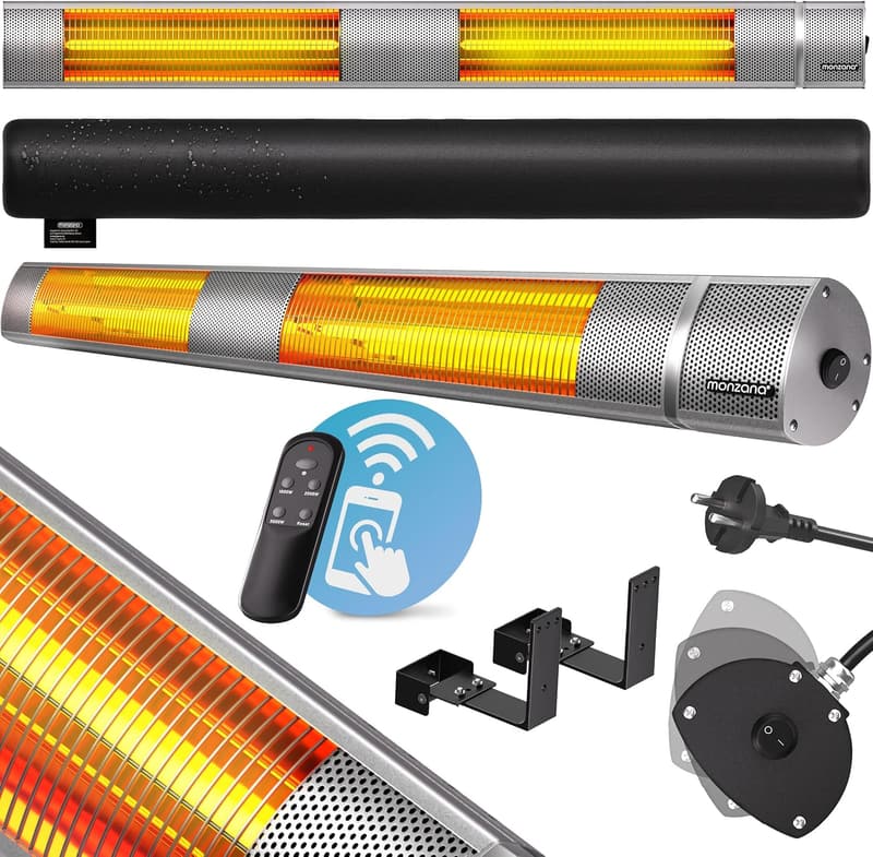 Infrarot Heizstrahler 3000W mit App-Steuerung & Fernbedienung silber