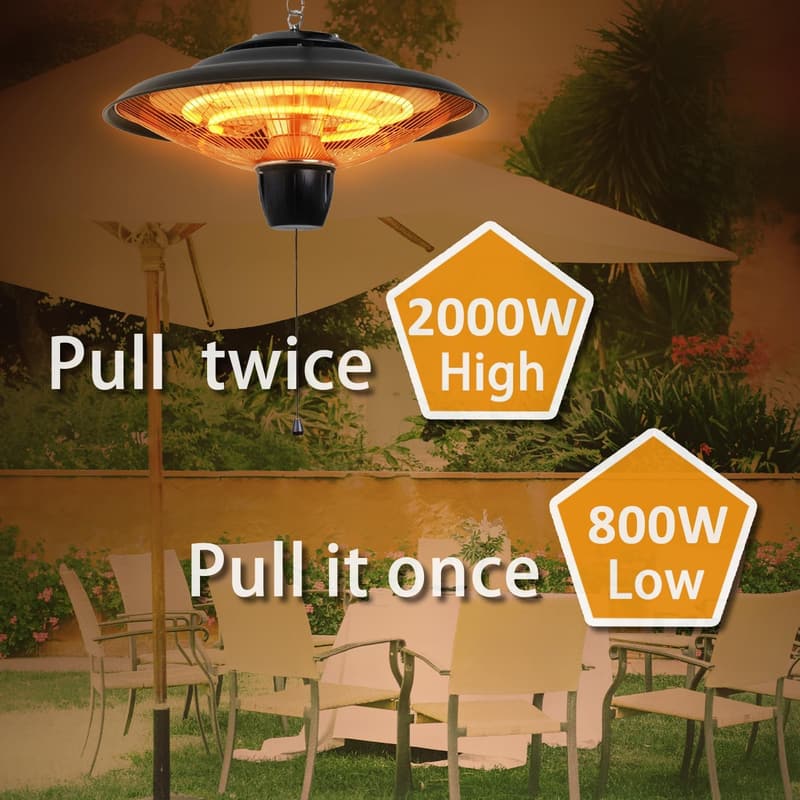 DONYER POWER Halogenheizung 800W/2000W für Garten und Gewächshaus