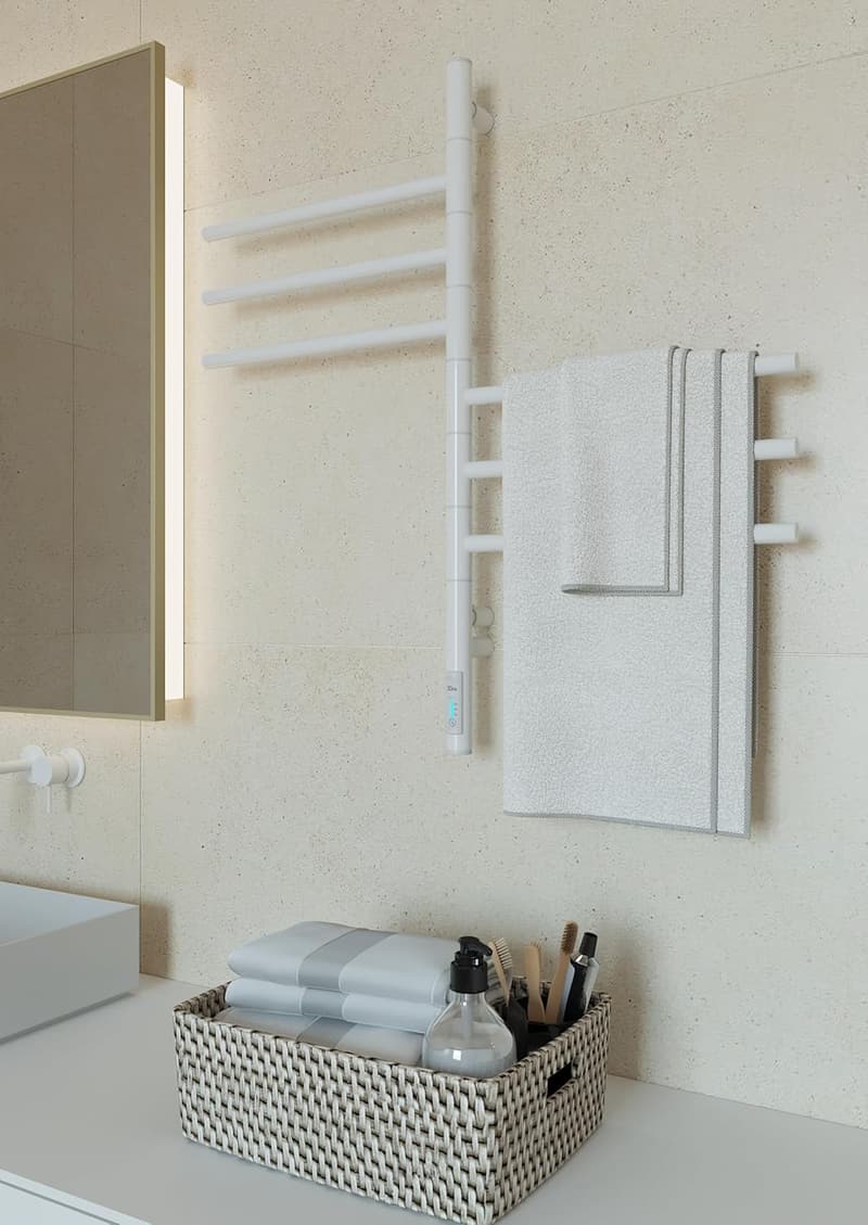 Elektrischer Handtuchheizkörper 78W mit Timer und Thermostat - Wandmontage, weiß