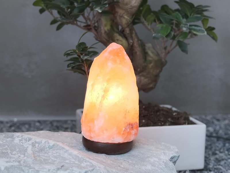 Salzlampe mit Holzsockel – Stressreduzierend und luftreinigend