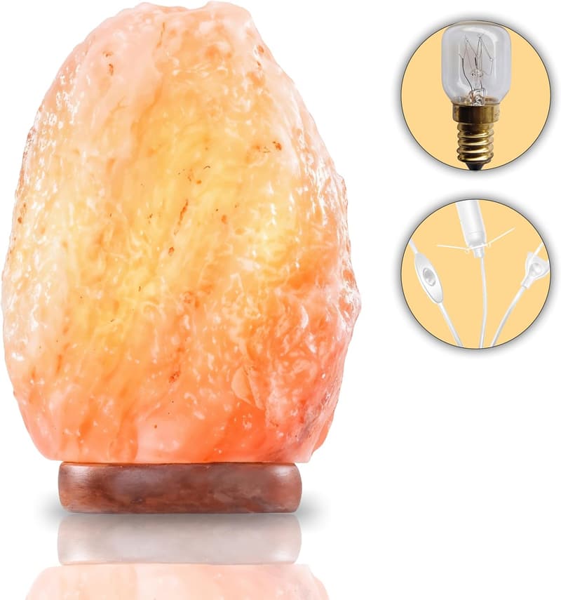 Salzlampe Himalaya aus reinem Salzstein, 4-7 kg, inkl. Kabel und Glühbirne