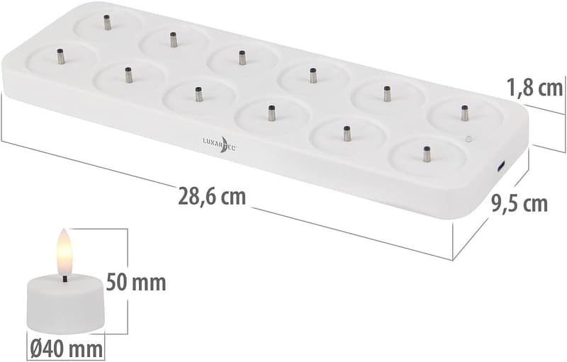 24er-Set LED-Teelichter mit USB-Ladestation und Fernbedienung