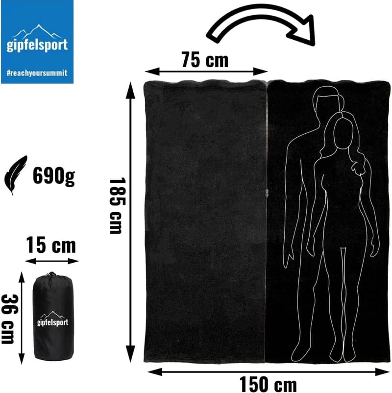 Mikrofaser Fleece Decke mit Schlafsackfunktion, 185 x 150 cm, leicht
