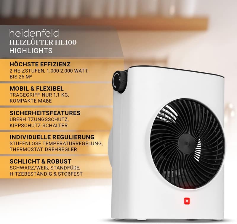 Heizlüfter Heidenfeld HL100 - 2000 Watt für bis zu 25 m²