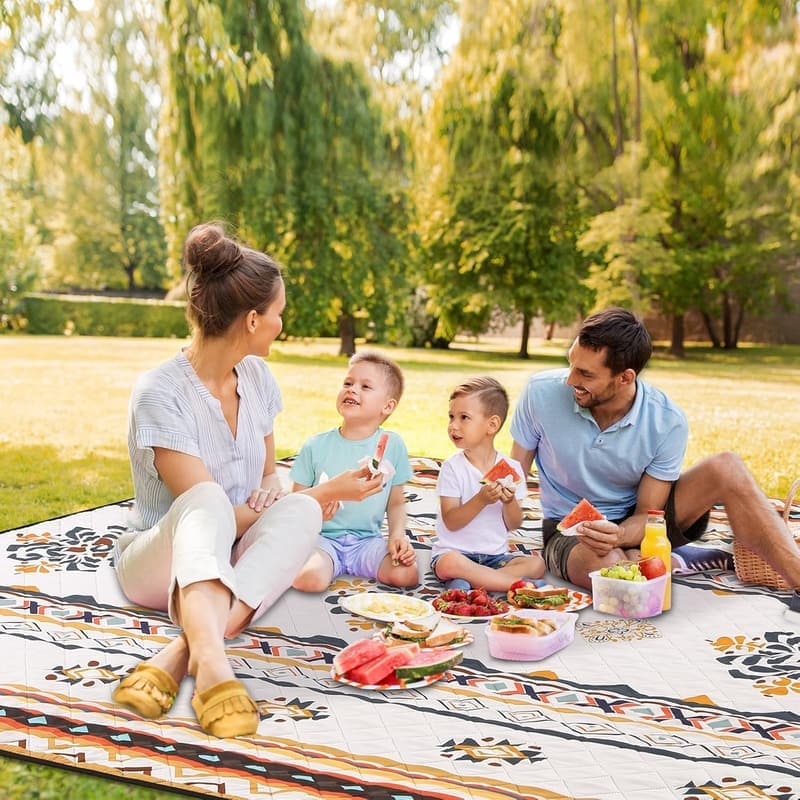 Boho Picknickdecke 200x200cm, wasserdicht & isoliert, für Outdoor-Aktivitäten