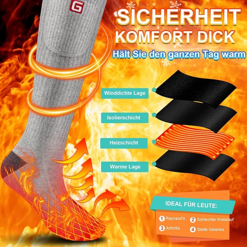 Beheizte Socken für Damen und Herren - Wiederaufladbare Thermosocken für kalte Tage