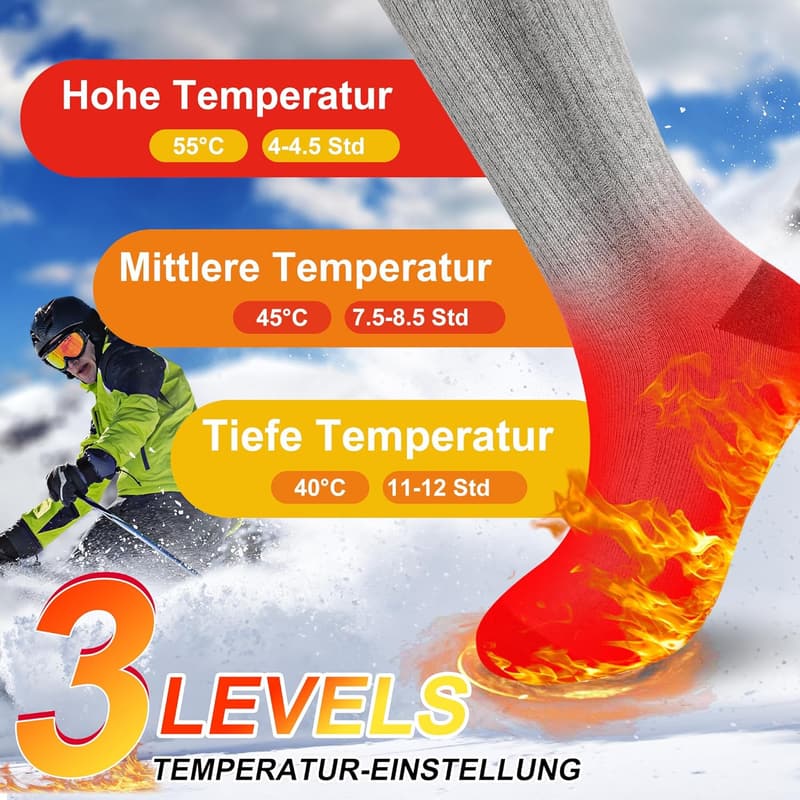 Beheizte Socken für Damen und Herren - Wiederaufladbare Thermosocken für kalte Tage