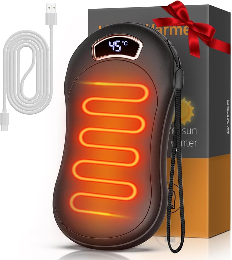 Wiederaufladbare Handwärmer Powerbank 10000mAh mit Temperaturanzeige für Outdoor-Sport