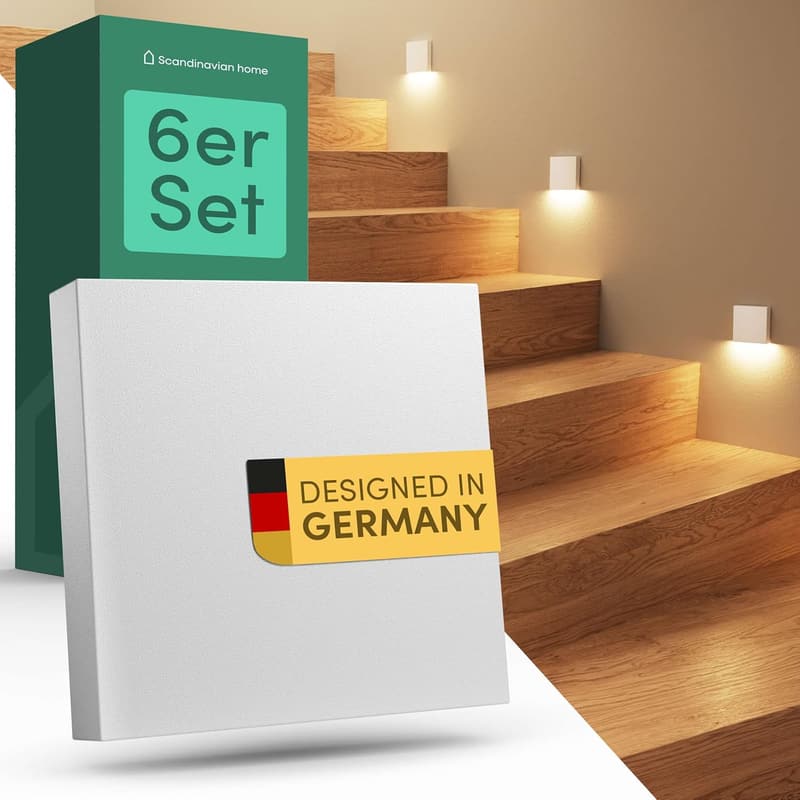 LED Treppenbeleuchtung Set für Innen/Außen – 6er, einstellbare Helligkeit, IP65