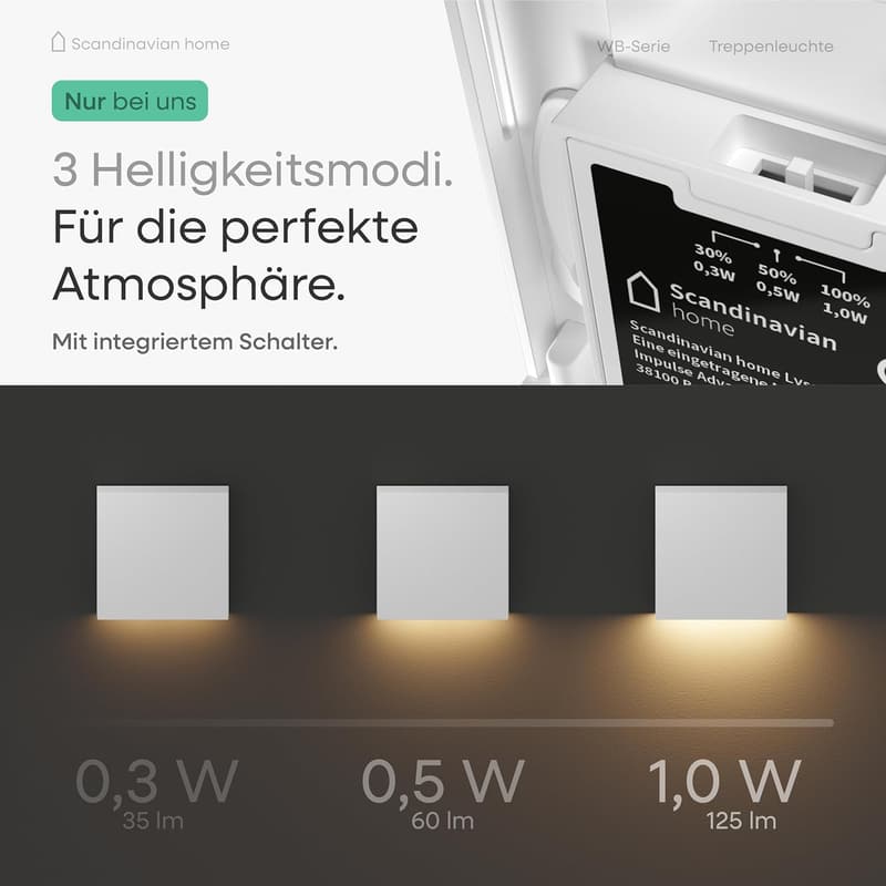 LED Treppenbeleuchtung Set für Innen/Außen – 6er, einstellbare Helligkeit, IP65