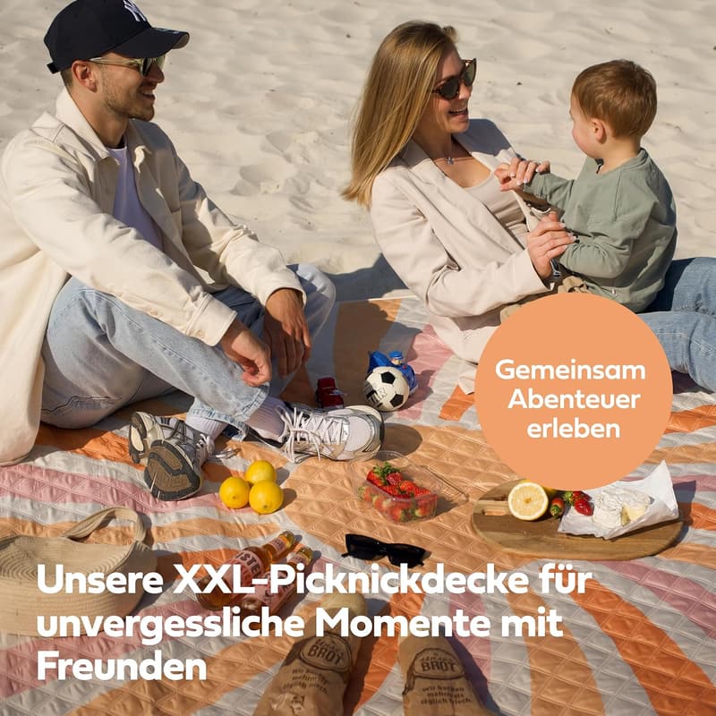 XXL Picknickdecke 200x200 cm - wasserabweisend und waschbar