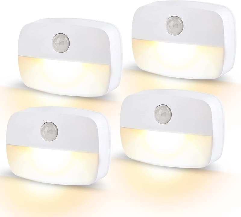 AmmToo LED Nachtlicht mit Bewegungsmelder – 4er Set, warmweiß für Flur und Schlafzimmer