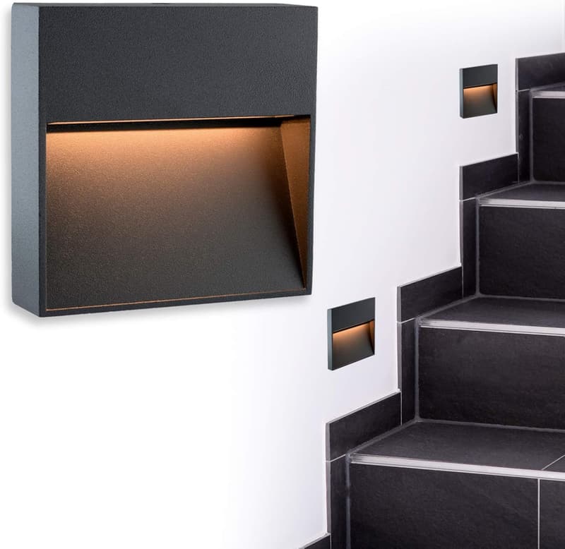 Wandleuchte KEILA, 4er Set, IP54, anthrazit, warmweißes Licht