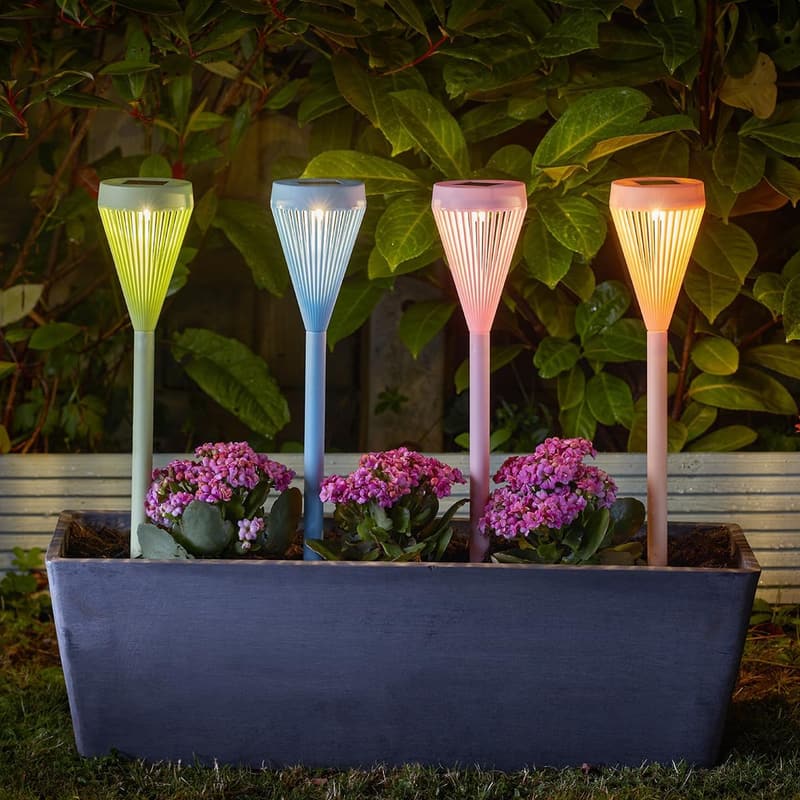 Multicolor Solar Gartenfackel - 4 Stück, 43 cm, für Feierlichkeiten