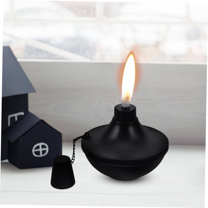 Wetterfestes 2-teiliges Tiki-Lampen-Set aus Metall für Garten