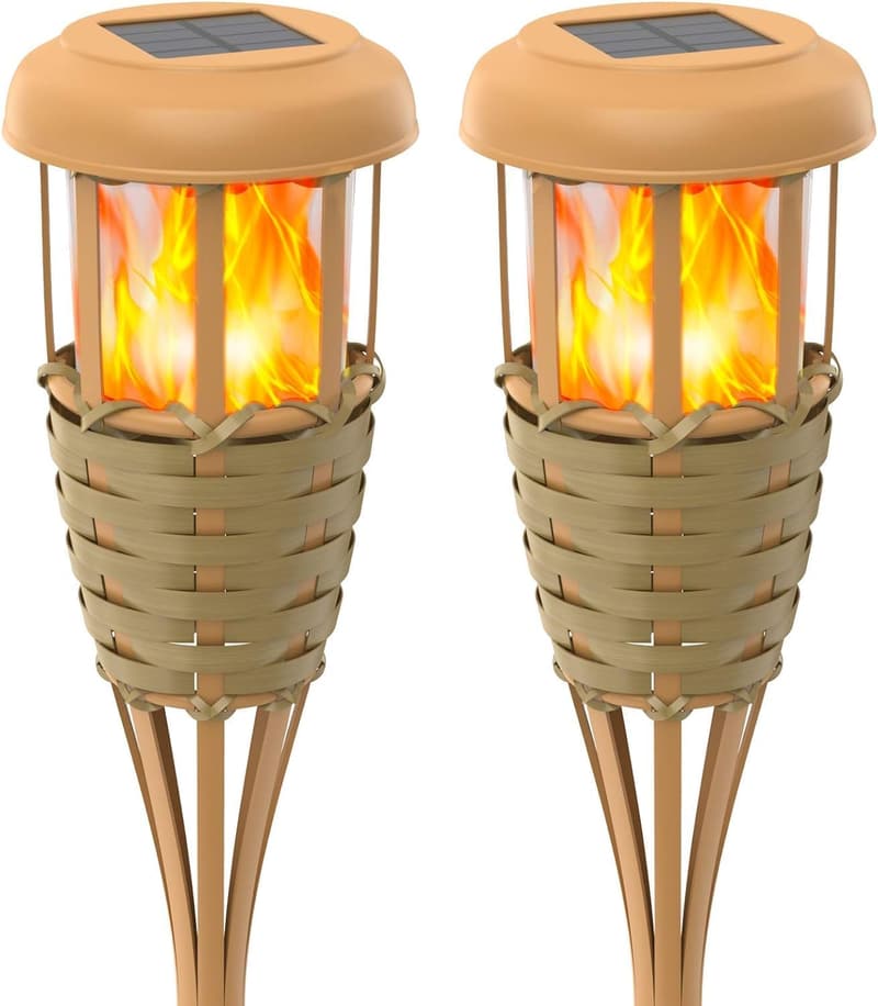 Solarfackeln mit flackernder Flamme für Garten und Terrasse (2 Stück)