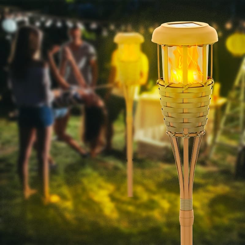Solarfackeln mit flackernder Flamme für Garten und Terrasse (2 Stück)