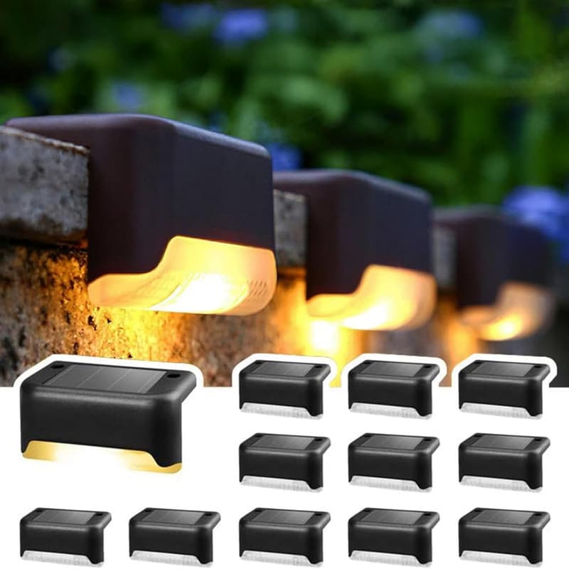 12 Stück schwarze Solarleuchten für Garten und Terrasse, warmweiß
