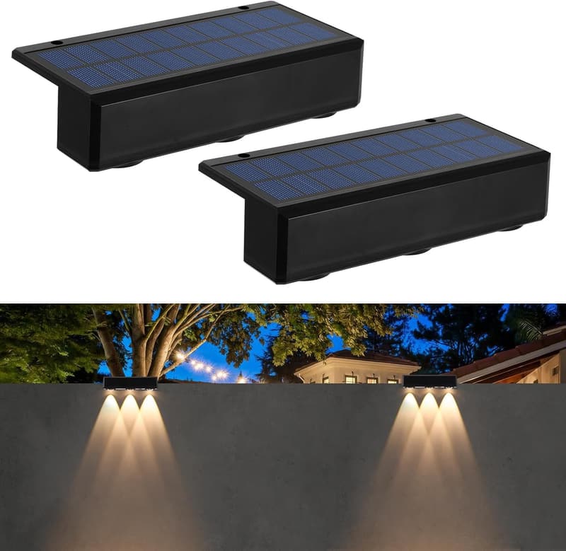 Wasserdichte Solar Wandleuchten für Garten und Terrasse, 2er Set
