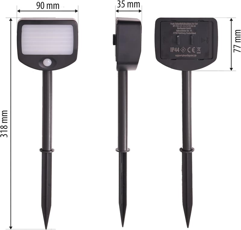 LED Strahler 3er Set mit Funk-Aktivierung und Bewegungsmelder