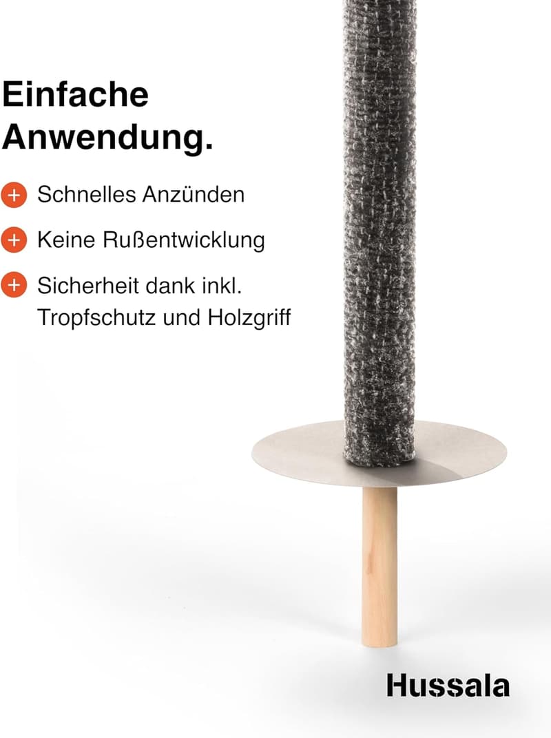 Hussala Diamond-Wachsfackeln mit Holzstab – 10 Stück, 90 Minuten Brenndauer
