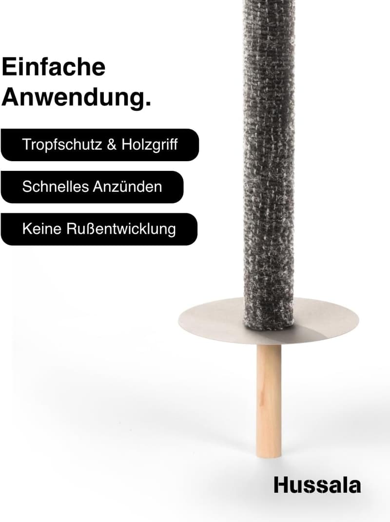 Hussala Diamond Wachsfackeln mit Holzstab, 30 Stück, 45 min Brenndauer