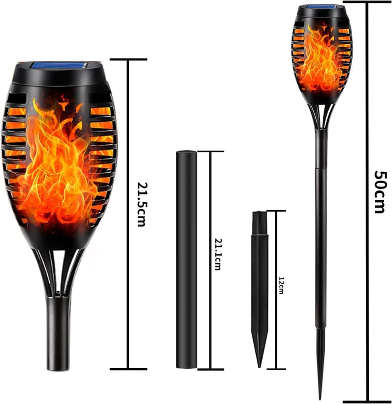 Solarfackeln für den Garten - 2er Set mit realistischer Flamme, IP65 wasserdicht