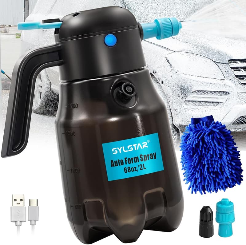 Elektrischer Schaumsprüher 2L für Autowäsche mit Akku und 2 Düsen