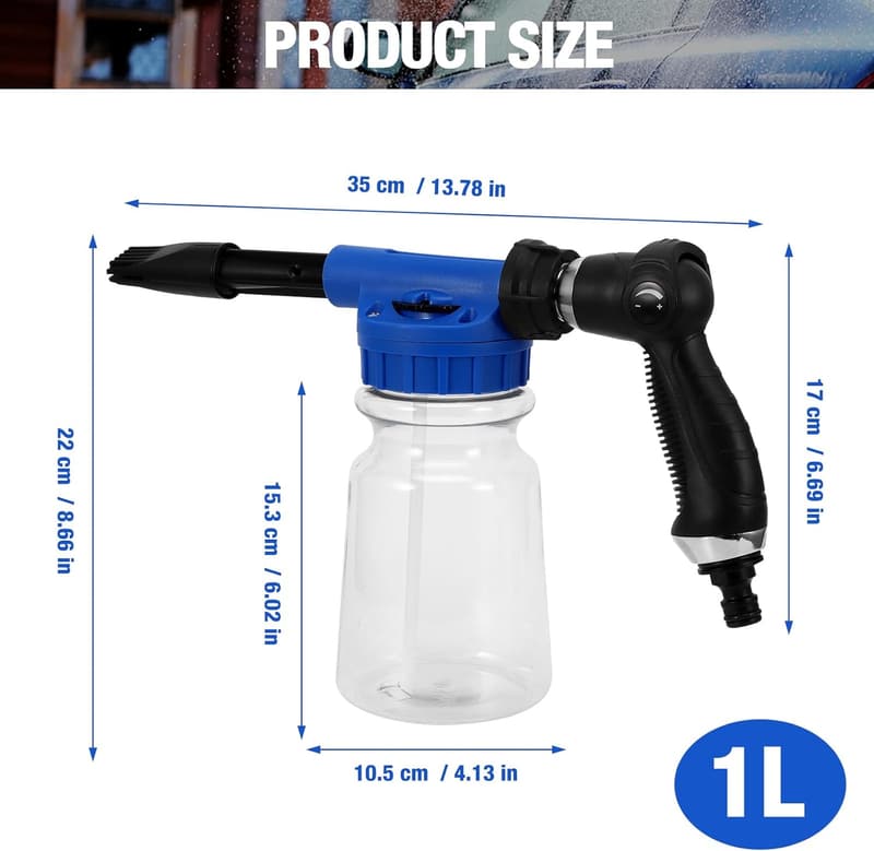 Youool Schaumpistole 1000 ml – 2-in-1 Schaumlanze für Auto- und Motorradreinigung